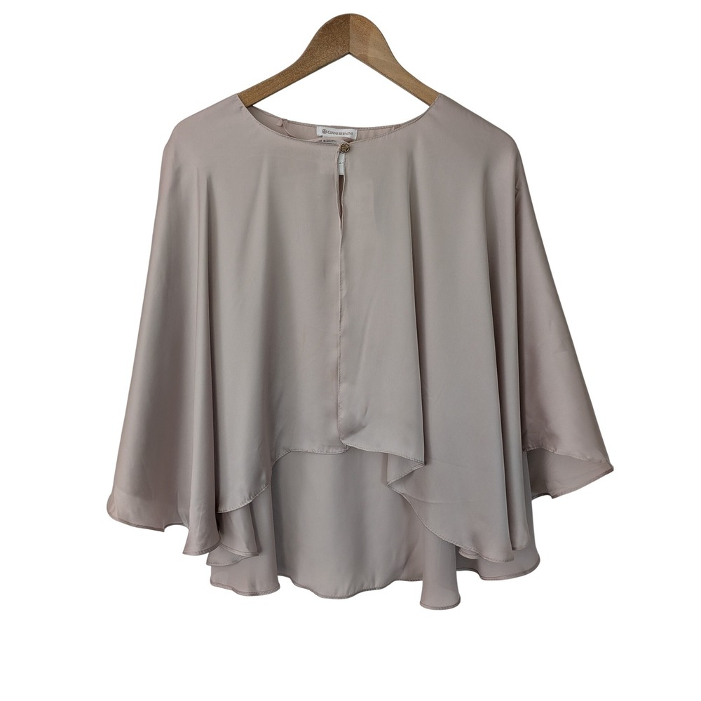 Giani Bernini Satin Capelet Evening Wrap One Size Neutral Beige‎ NWT $58